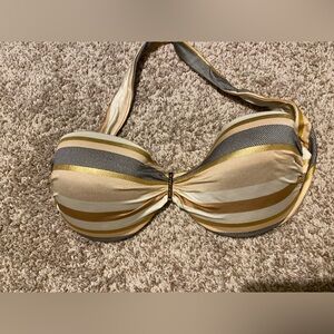 VS Striped Gold and Gray Bikini Top - 34DD